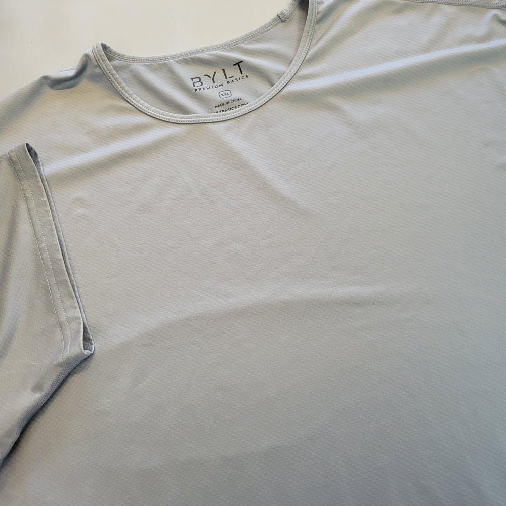 BYLT Premium Basics Mens XXL Light Grey Active Short Sleeve Curved Hem Tee Shirt